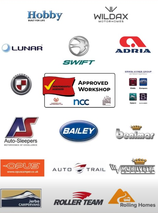 Caravan and motorhome manufacturers serviced by CCH: Hobby, Wildax, Lunar, Swift, Adria, Coachman, Elddis, Compass, Xplore, Buccaneer, Auto-Sleepers, Bailey, Benimar, Opus, Auto-Trail, Mobilvetta, Jerba Campervans, Roller Team and Rolling Homes.